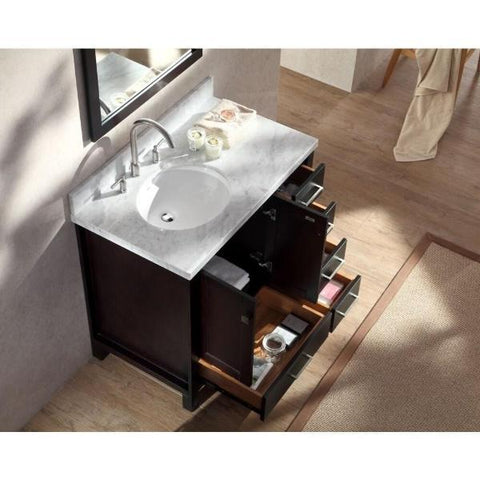 Image of Ariel Cambridge 37" White Modern Oval Sink Vanity With Mirror A037S-L-ESP