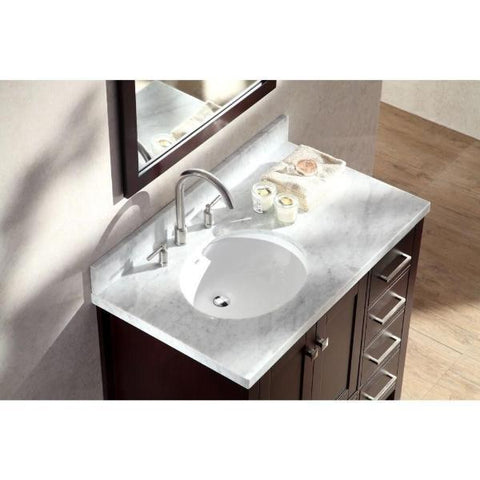 Image of Ariel Cambridge 37" White Modern Oval Sink Vanity With Mirror A037S-L-ESP