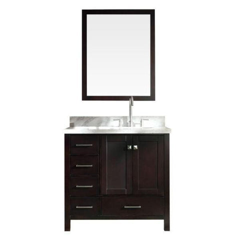 Image of Ariel Cambridge 37" White Modern Oval Sink Vanity With Mirror A037S-L-ESP