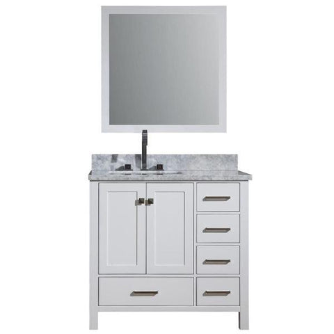 Image of Ariel Cambridge 37" White Modern Rectangle Sink Bathroom Vanity A037S-L-CWR-WHT