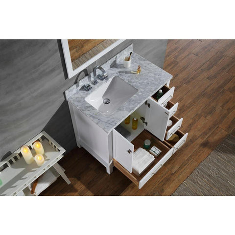 Image of Ariel Cambridge 37" White Modern Rectangle Sink Bathroom Vanity A037S-L-CWR-WHT