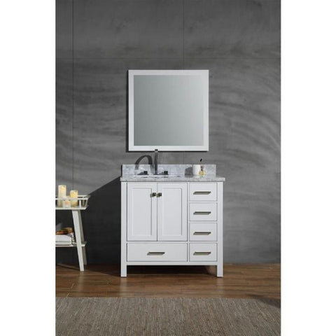 Image of Ariel Cambridge 37" White Modern Rectangle Sink Bathroom Vanity A037S-L-CWR-WHT