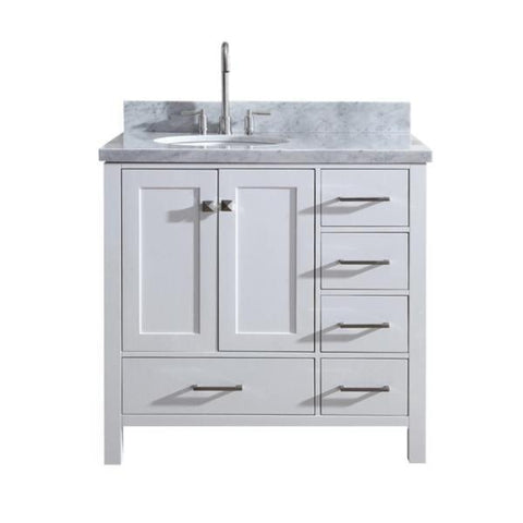 Image of Ariel Cambridge 37" White Modern Single Oval Sink Bathroom Vanity A037S-L-VO-WHT