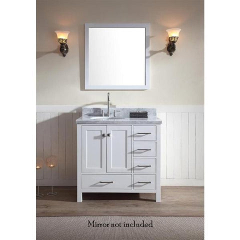 Image of Ariel Cambridge 37" White Modern Single Oval Sink Bathroom Vanity A037S-L-VO-WHT