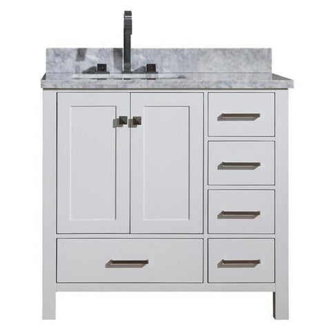 Image of Ariel Cambridge 37" White Modern Single Sink Bathroom Vanity A037SLCWRVOWHT
