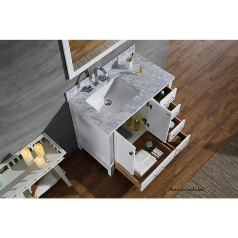 Image of Ariel Cambridge 37" White Modern Single Sink Bathroom Vanity A037SLCWRVOWHT