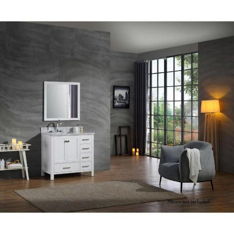 Image of Ariel Cambridge 37" White Modern Single Sink Bathroom Vanity A037SLCWRVOWHT