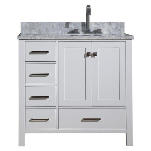 Image of Ariel Cambridge 37" White Modern Single Sink Bathroom Vanity A037SLCWRVOWHT