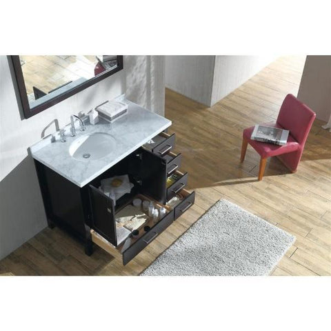 Image of Ariel Cambridge 43" Espresso Modern Oval Sink Bathroom Vanity With Mirror A043S-L-ESP