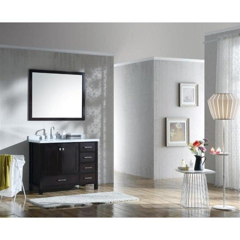 Image of Ariel Cambridge 43" Espresso Modern Oval Sink Bathroom Vanity With Mirror A043S-L-ESP