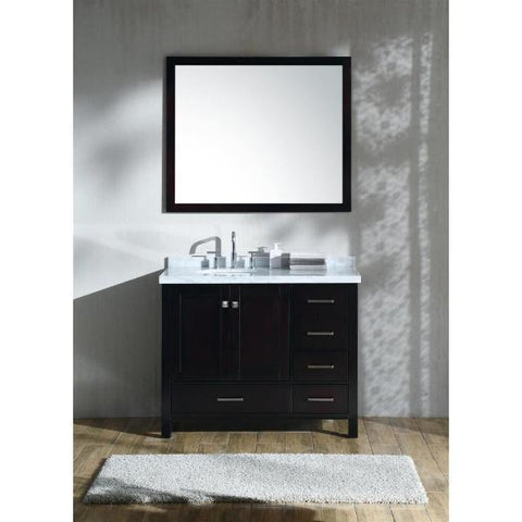 Image of Ariel Cambridge 43" Espresso Modern Oval Sink Bathroom Vanity With Mirror A043S-L-ESP