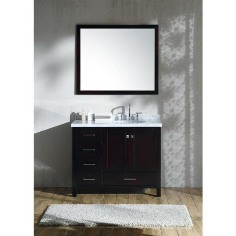 Image of Ariel Cambridge 43" Espresso Modern Oval Sink Bathroom Vanity With Mirror A043S-L-ESP