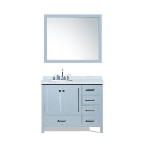 Image of Ariel Cambridge 43" Grey Modern Oval Sink Bathroom Vanity With Mirror A043S-L-GRY