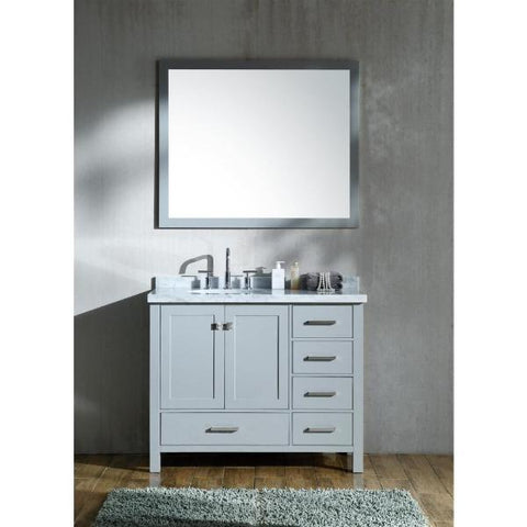 Image of Ariel Cambridge 43" Grey Modern Oval Sink Bathroom Vanity With Mirror A043S-L-GRY