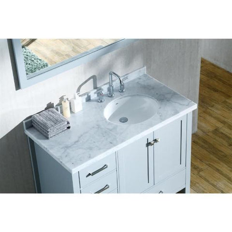 Image of Ariel Cambridge 43" Grey Modern Oval Sink Bathroom Vanity With Mirror A043S-L-GRY