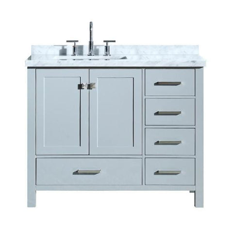 Image of Ariel Cambridge 43" Grey Modern Rectangle Single Sink Bathroom Vanity A043SLCWRVOGRY