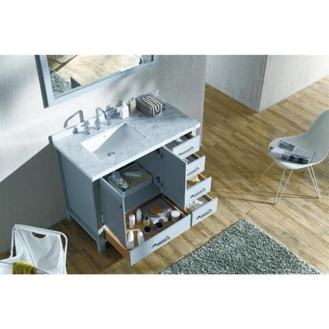 Image of Ariel Cambridge 43" Grey Modern Rectangle Sink Bathroom Vanity A043S-L-CWR-WHT