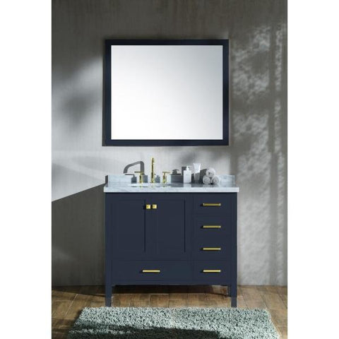 Image of Ariel Cambridge 43" Midnight Blue Modern Oval Sink Bathroom Vanity A043S-L-MNB