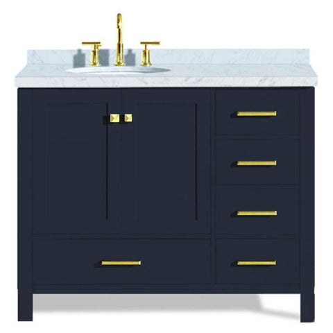 Image of Ariel Cambridge 43" Midnight Blue Modern Oval Sink Bathroom Vanity A043S-L-MNB