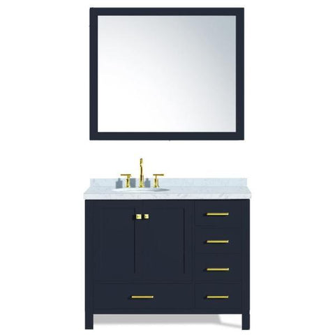 Image of Ariel Cambridge 43" Midnight Blue Modern Oval Sink Bathroom Vanity A043S-L-MNB A043S-L-MNB