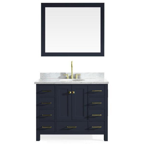 Image of Ariel Cambridge 43" Midnight Blue Modern Oval Sink Bathroom Vanity A043S-MNB A043S-MNB
