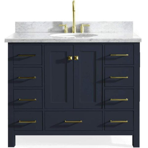 Image of Ariel Cambridge 43" Midnight Blue Modern Oval Sink Bathroom Vanity A043S-MNB A043S-VO-MNB
