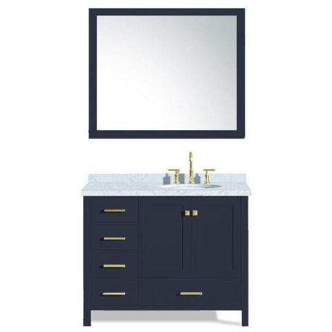 Image of Ariel Cambridge 43" Midnight Blue Modern Oval Sink Bathroom Vanity A043S-R-MNB