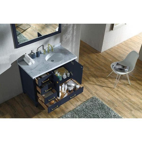 Image of Ariel Cambridge 43" Midnight Blue Modern Oval Sink Bathroom Vanity A043S-R-MNB