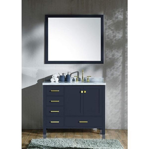 Image of Ariel Cambridge 43" Midnight Blue Modern Oval Sink Bathroom Vanity A043S-R-MNB