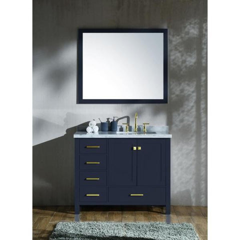 Image of Ariel Cambridge 43" Midnight Blue Modern Rectangle Sink Bathroom Vanity A043S-R-CWR-MNB