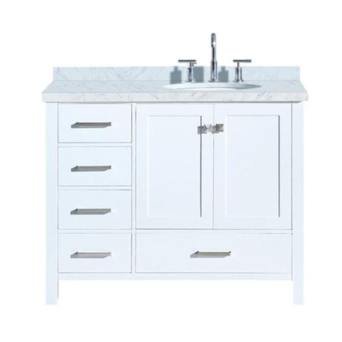 Image of Ariel Cambridge 43" White Modern Oval Sink Bathroom Vanity A043S-L-VO-WHT
