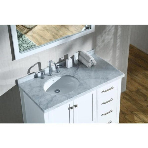 Image of Ariel Cambridge 43" White Modern Oval Sink Bathroom Vanity With Mirror A043S-L-WHT