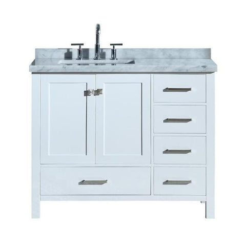 Image of Ariel Cambridge 43" White Modern Rectangle Single Sink Bathroom Vanity A043SLCWRVOWHT
