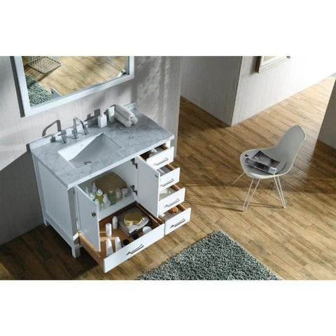 Image of Ariel Cambridge 43" White Modern Rectangle Single Sink Bathroom Vanity A043SLCWRVOWHT
