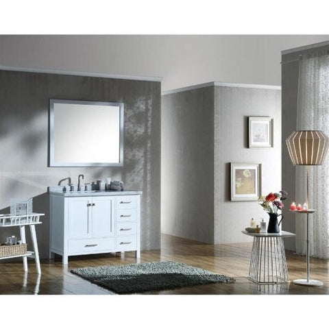 Image of Ariel Cambridge 43" White Modern Rectangle Single Sink Bathroom Vanity A043SLCWRVOWHT