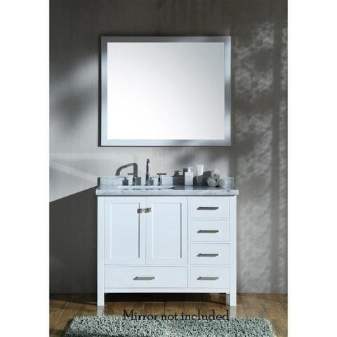 Image of Ariel Cambridge 43" White Modern Rectangle Single Sink Bathroom Vanity A043SLCWRVOWHT