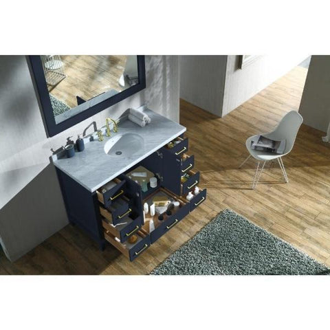 Image of Ariel Cambridge 49" Midnight Blue Modern Oval Sink Bathroom Vanity A049S-MNB