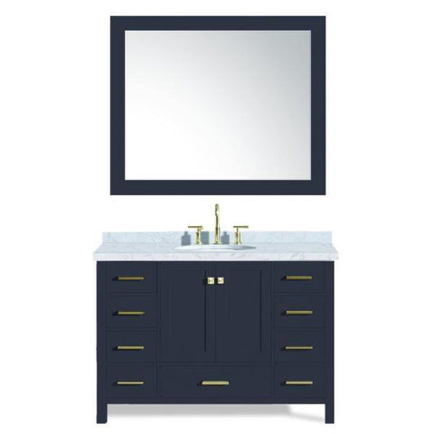 Image of Ariel Cambridge 49" Midnight Blue Modern Oval Sink Bathroom Vanity A049S-MNB A049S-MNB