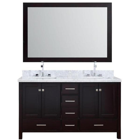 Image of Ariel Cambridge 55" Espresso Modern Double Rectangle Sink Vanity A061D-CWR-ESP