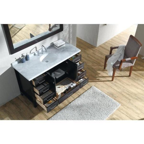 Image of Ariel Cambridge 55" Espresso Modern Oval Sink Bathroom Vanity A055S-ESP