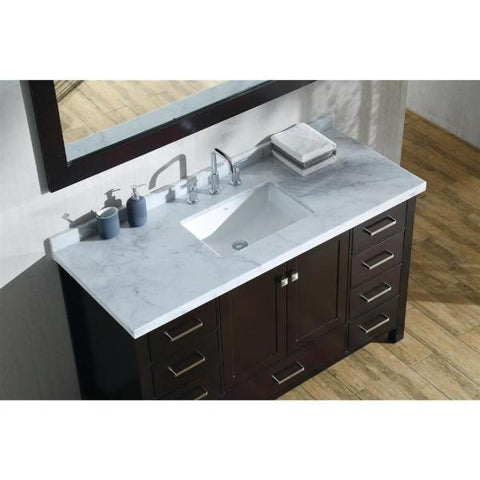 Image of Ariel Cambridge 55" Espresso Modern Rectangle Sink Bathroom Vanity A055S-CWR-ESP