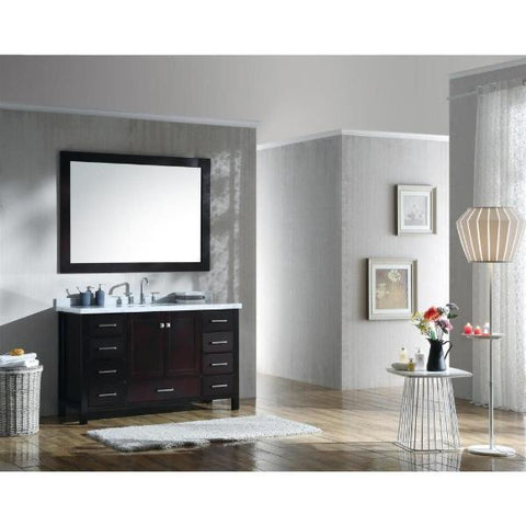 Image of Ariel Cambridge 55" Espresso Modern Rectangle Sink Bathroom Vanity A055S-CWR-ESP