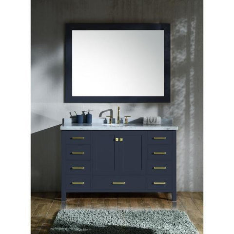 Image of Ariel Cambridge 55" Midnight Blue Modern Oval Sink Bathroom Vanity A055S-MNB