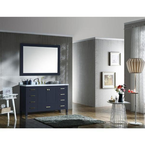 Image of Ariel Cambridge 55" Midnight Blue Modern Oval Sink Bathroom Vanity A055S-MNB