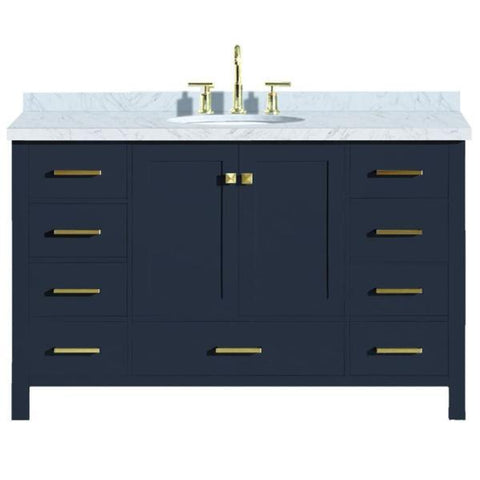 Image of Ariel Cambridge 55" Midnight Blue Modern Oval Sink Bathroom Vanity A055S-MNB