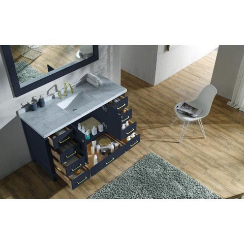 Image of Ariel Cambridge 55" Midnight Blue Modern Rectangle Sink Bathroom Vanity A055S-CWR-MNB