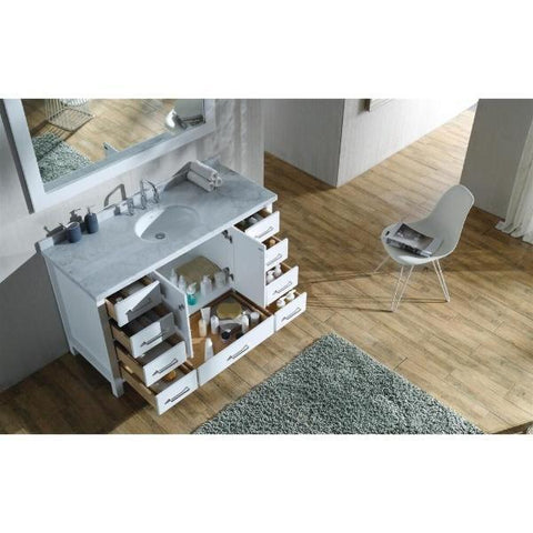 Image of Ariel Cambridge 55" White Modern Oval Sink Bathroom Vanity A055S-WHT