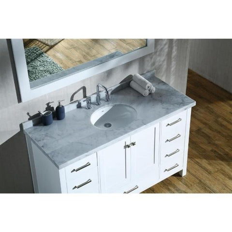 Image of Ariel Cambridge 55" White Modern Oval Sink Bathroom Vanity A055S-WHT