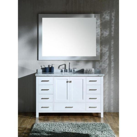 Image of Ariel Cambridge 55" White Modern Oval Sink Bathroom Vanity A055S-WHT