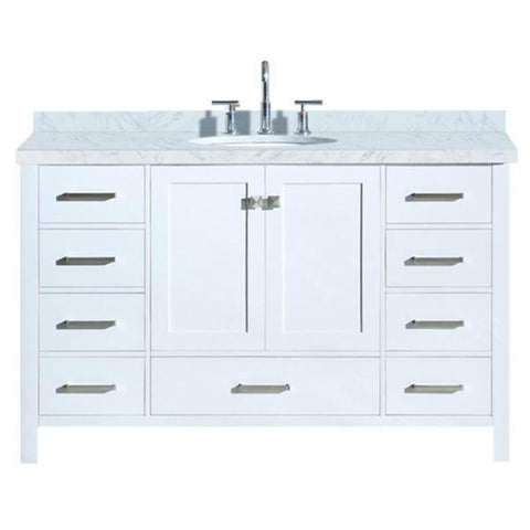 Image of Ariel Cambridge 55" White Modern Oval Sink Bathroom Vanity A055S-WHT A055S-VO-WHT